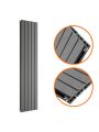 1780 x 350mm Anthracite Double Flat Panel Vertical Radiator 