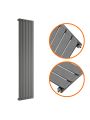 1780 x 350mm Anthracite Single Flat Panel Vertical Radiator 