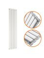 1780 x 354mm White Double Oval Tube Vertical Radiator 