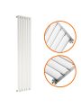 1780 x 354mm White Single Oval Tube Vertical Radiator 