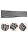 354mm x 1600mm Anthracite Double Oval Tube Horizontal / Landscape Radiator 