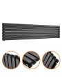 354mm x 1600mm Black Double Oval Tube Horizontal / Landscape Radiator 