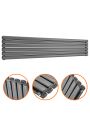 354mm x 1780mm Anthracite Double Oval Tube Horizontal / Landscape Radiator 