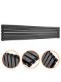 354mm x 1780mm Black Double Oval Tube Horizontal / Landscape Radiator 