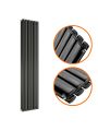 1780 x 354mm Black Double Oval Tube Vertical Radiator 