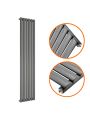 1780 x 354mm Anthracite Single Oval Tube Vertical Radiator 