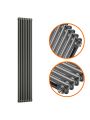 1800 x 383mm Anthracite Vertical Traditional 2 Column Radiator