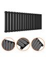 400 x 1000mm Black Single Oval Tube Horizontal Radiator 