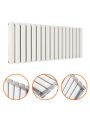 400 x 1000mm White Double Oval Tube Horizontal Radiator 