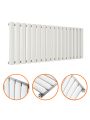 400 x 1000mm White Single Oval Tube Horizontal Radiator 