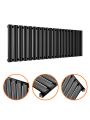 400 x 1180mm Black Single Oval Tube Horizontal Radiator 