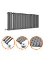 400 x 1000mm Electric Anthracite Single Oval Panel Horizontal Radiator