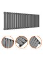 400 x 1180mm Anthracite Single Oval Tube Horizontal Radiator 