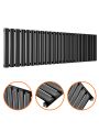 400 x 1411mm Black Single Oval Tube Horizontal Radiator 