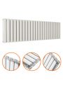 400 x 1411mm White Double Oval Tube Horizontal Radiator 