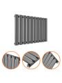 400 x 595mm Anthracite Single Oval Tube Horizontal Radiator 