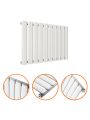 400 x 595mm White Single Oval Tube Horizontal Radiator 