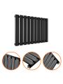 400 x 595mm Black Single Oval Tube Horizontal Radiator 