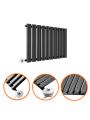 400 x 595mm Electric Black Single Oval Panel Horizontal Radiator