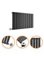 400 x 630mm Electric Black Single Flat Panel Horizontal Radiator