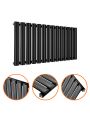 400 x 834mm Black Single Oval Tube Horizontal Radiator 