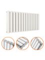 400 x 834mm White Double Oval Tube Horizontal Radiator 