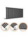 400 x 834mm Electric Black Single Oval Panel Horizontal Radiator