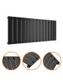 400 x 980mm Black Single Flat Panel Horizontal Radiator 