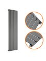 1600 x 420mm Anthracite Single Flat Panel Vertical Radiator 