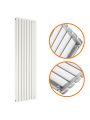 1780 x 472mm White Double Oval Tube Vertical Radiator 