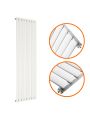 1780 x 472mm White Single Oval Tube Vertical Radiator 