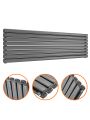 472mm x 1600mm Anthracite Double Oval Tube Horizontal / Landscape Radiator 