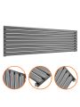 472mm x 1600mm Anthracite Single Oval Tube Horizontal / Landscape Radiator 