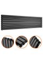 472mm x 1780mm Black Double Oval Tube Horizontal / Landscape Radiator 