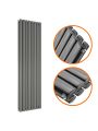 1780 x 472mm Anthracite Double Oval Tube Vertical Radiator 
