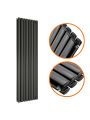 1780 x 472mm Black Double Oval Tube Vertical Radiator 