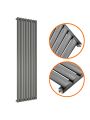 1780 x 472mm Anthracite Single Oval Tube Vertical Radiator 