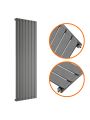 1600 x 490mm Anthracite Single Flat Panel Vertical Radiator 