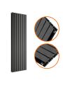 1600 x 490mm Black Double Flat Panel Vertical Radiator 