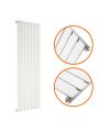 1600 x 490mm White Single Flat Panel Vertical Radiator 