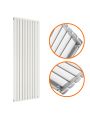 1600 x 590mm White Double Oval Tube Vertical Radiator 