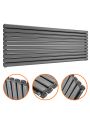 590mm x 1600mm Anthracite Double Oval Tube Horizontal / Landscape Radiator 