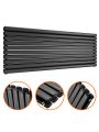 590mm x 1600mm Black Double Oval Tube Horizontal / Landscape Radiator 