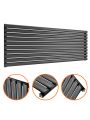 590mm x 1600mm Black Single Oval Tube Horizontal / Landscape Radiator 