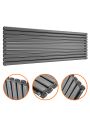 590mm x 1780mm Anthracite Double Oval Tube Horizontal / Landscape Radiator 