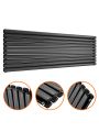 590mm x 1780mm Black Double Oval Tube Horizontal / Landscape Radiator 