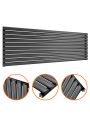 590mm x 1780mm Black Single Oval Tube Horizontal / Landscape Radiator 