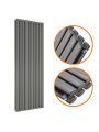 1600 x 590mm Anthracite Double Oval Tube Vertical Radiator 