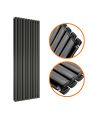 1780 x 590mm Black Double Oval Tube Vertical Radiator 