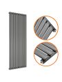 1780 x 590mm Anthracite Single Oval Tube Vertical Radiator 